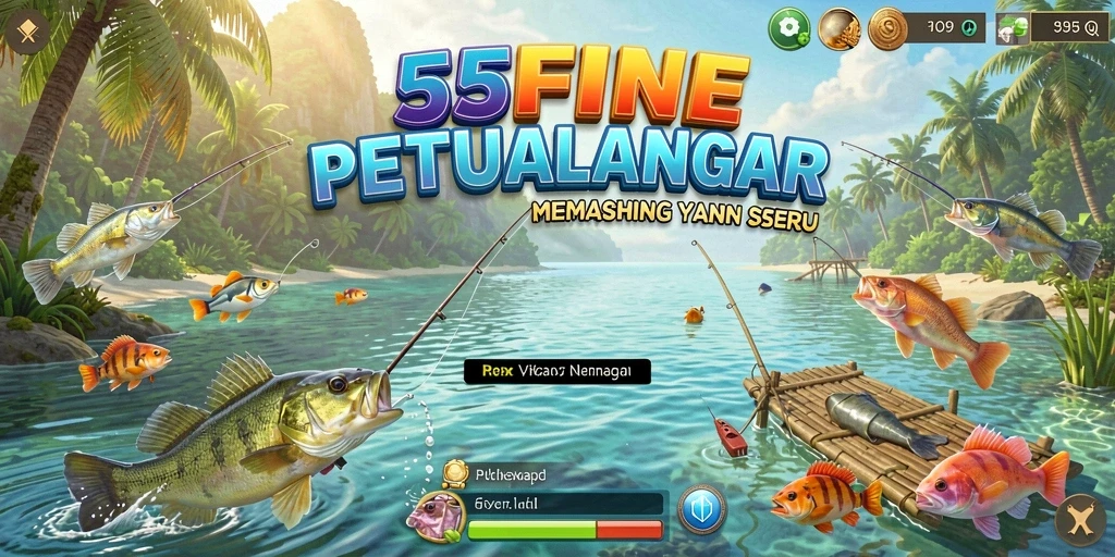 Gameplay seru saat menangkap ikan di 55FIVE.