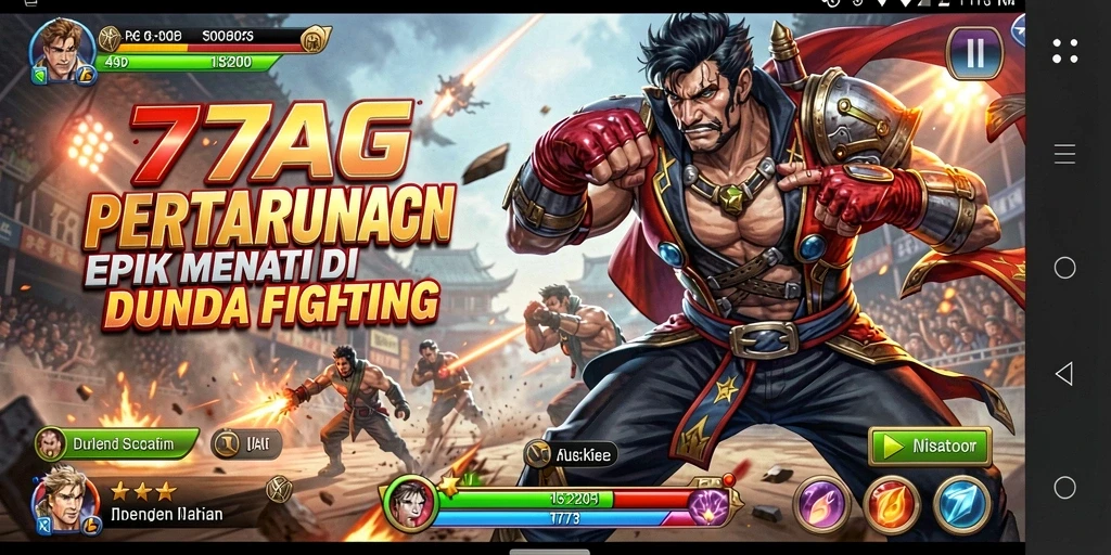 Screenshot gameplay <strong>77AG</strong> menampilkan pertarungan yang intens dan karakter yang beragam.