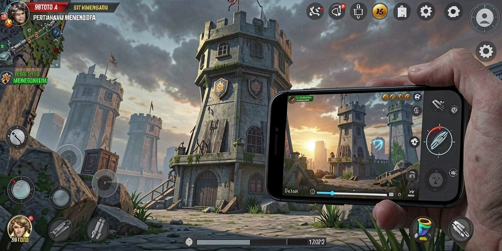 Screenshot menunjukkan gameplay seru dalam 98TOTO dengan menara strategis.