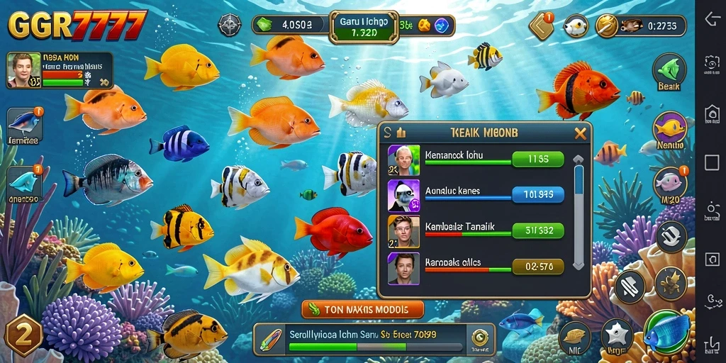 Tampilan gameplay seru GGR7777 dengan aksi tembak ikan.