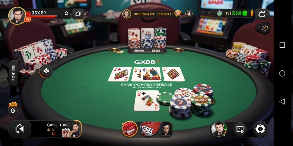 Tampilan gameplay Poker yang seru dan mendebarkan di GX88.