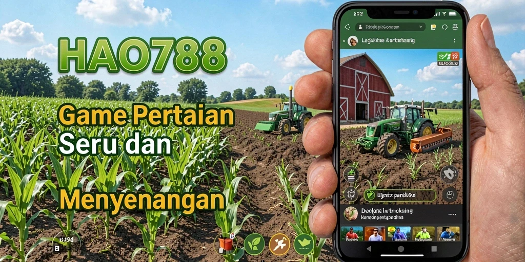 Tangkapan layar utama HAO788 menampilkan aktivitas bertani yang seru dan interaktif.