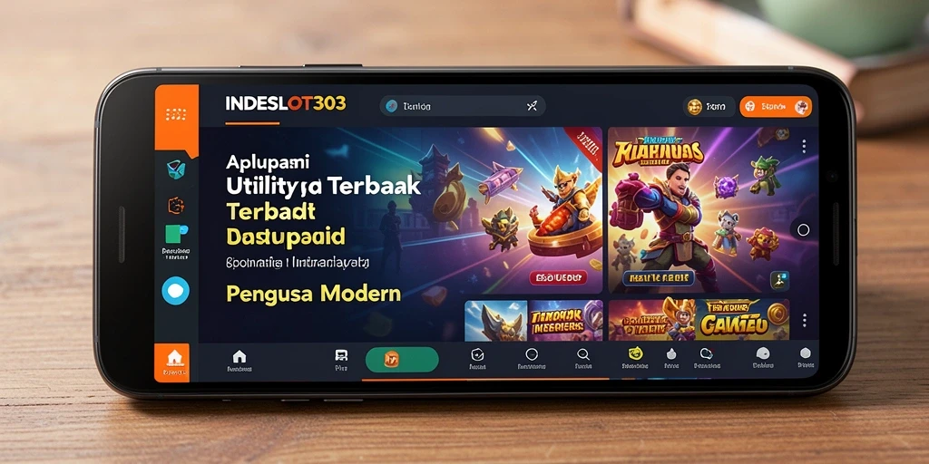 Screenshot utama dari INDESLOT303 menampilkan fitur-fitur utama aplikasi Utility.