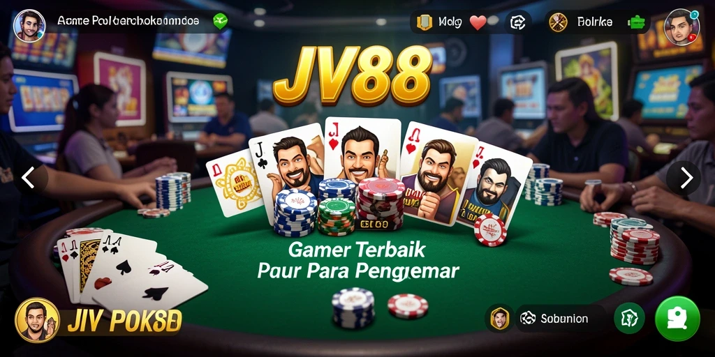 Screenshot gameplay JV88 dengan suasana Poker yang mendebarkan.