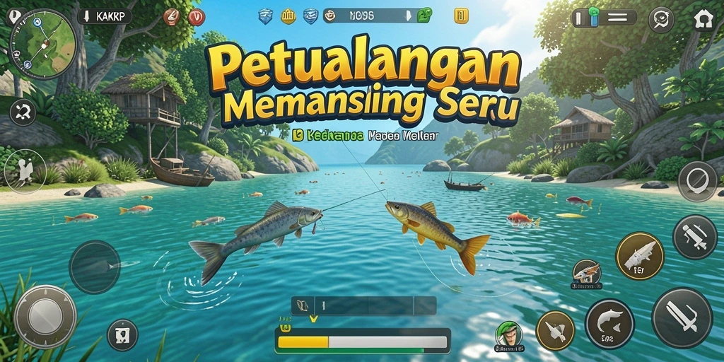 Gameplay KAKRP yang menampilkan pengalaman memancing yang seru dan interaktif.