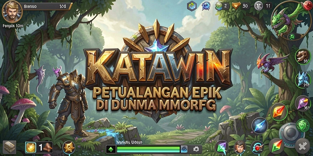 Screenshot gameplay KATAWIN yang menunjukkan pertempuran seru dan petualangan.