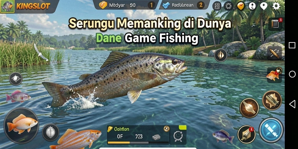 Tampilan gameplay KINGSLOT dengan aksi memancing yang mendebarkan.
