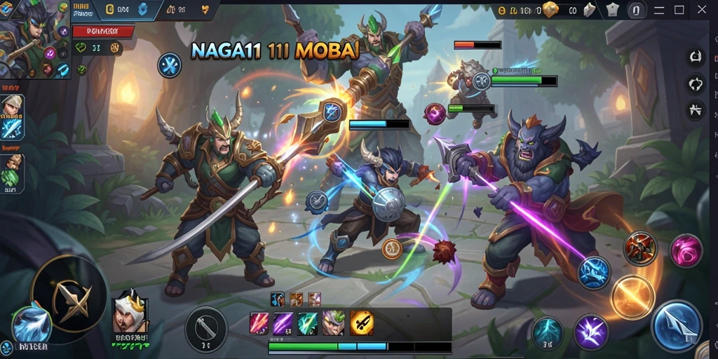 Screenshot NAGA11 menampilkan aksi seru dalam pertarungan MOBA.