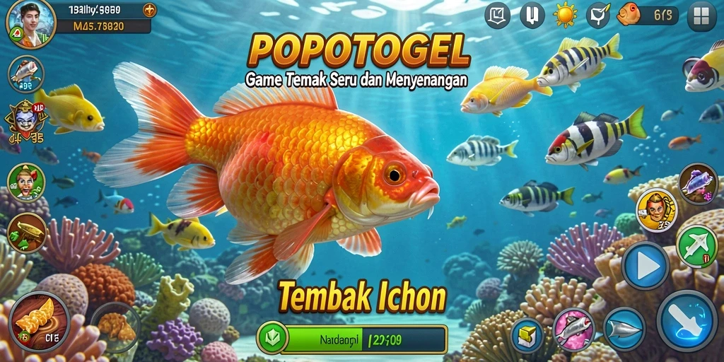 Screenshot utama dari gameplay Tembak Ikan yang seru di POPOTOGEL.