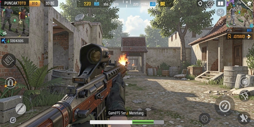 Screenshot menunjukkan aksi intens gameplay FPS di PUNCAKTOTO.