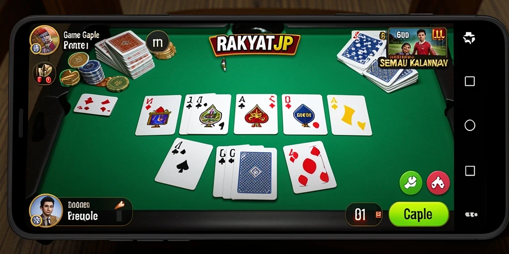 Gameplay seru RAKYATJP dalam permainan Gaple.