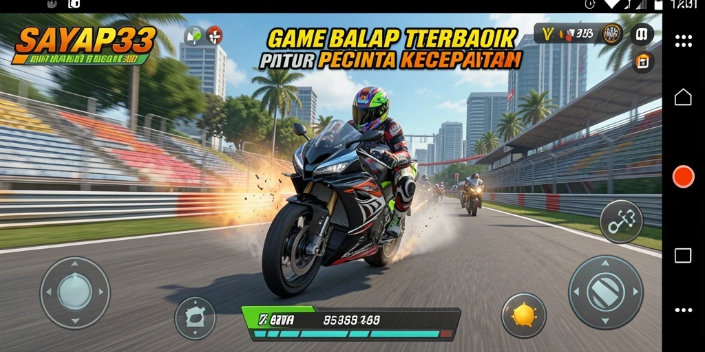 Tampilan seru gameplay balapan motor yang menegangkan.