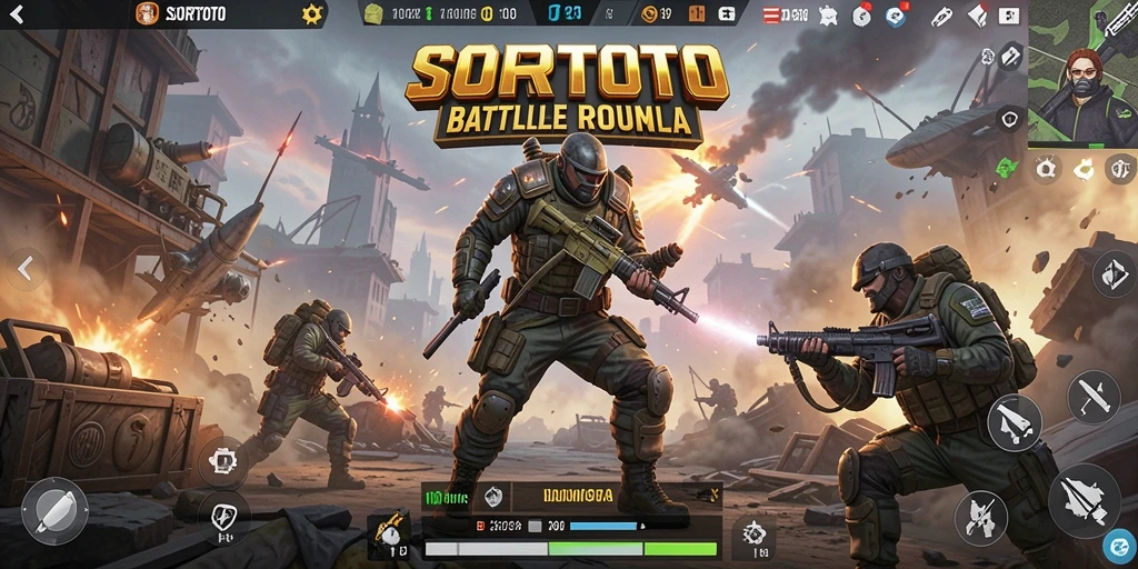 Gameplay SORTOTO yang intens di dunia Battle Royale.