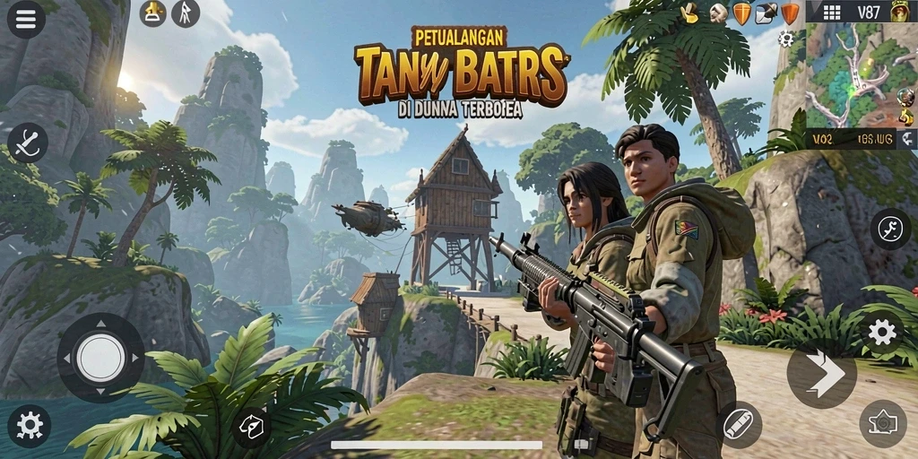 Gameplay seru di dunia terbuka V87 yang luas.