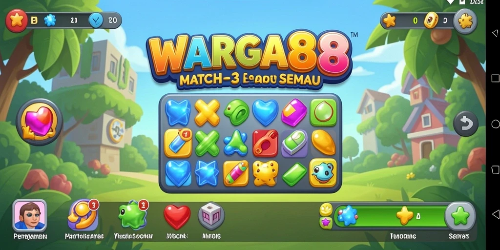 Tampilan gameplay WARGA88 yang seru dalam aksi Match-3.
